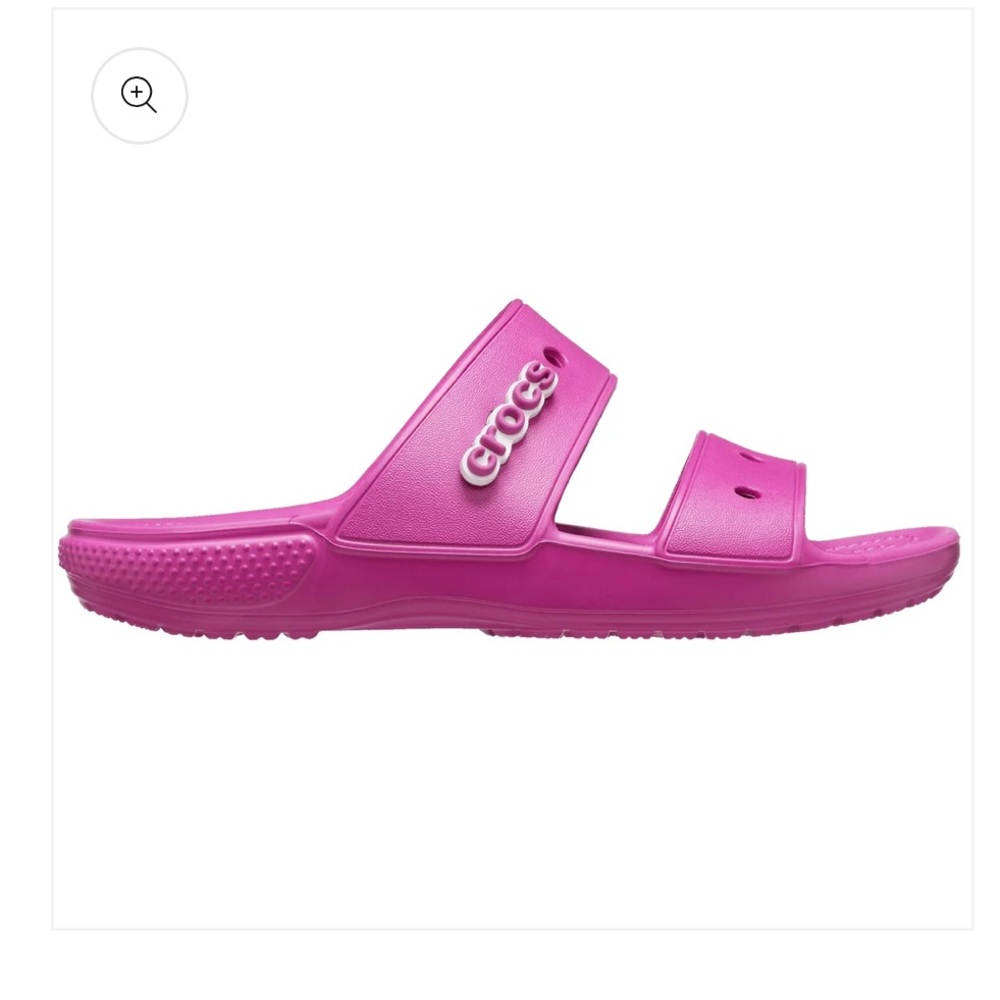 NWT! Crocs Fuchsia Fun Classic Sandals. Women’s Size 9. Includes 2 Charms. - Picture 2 of 16